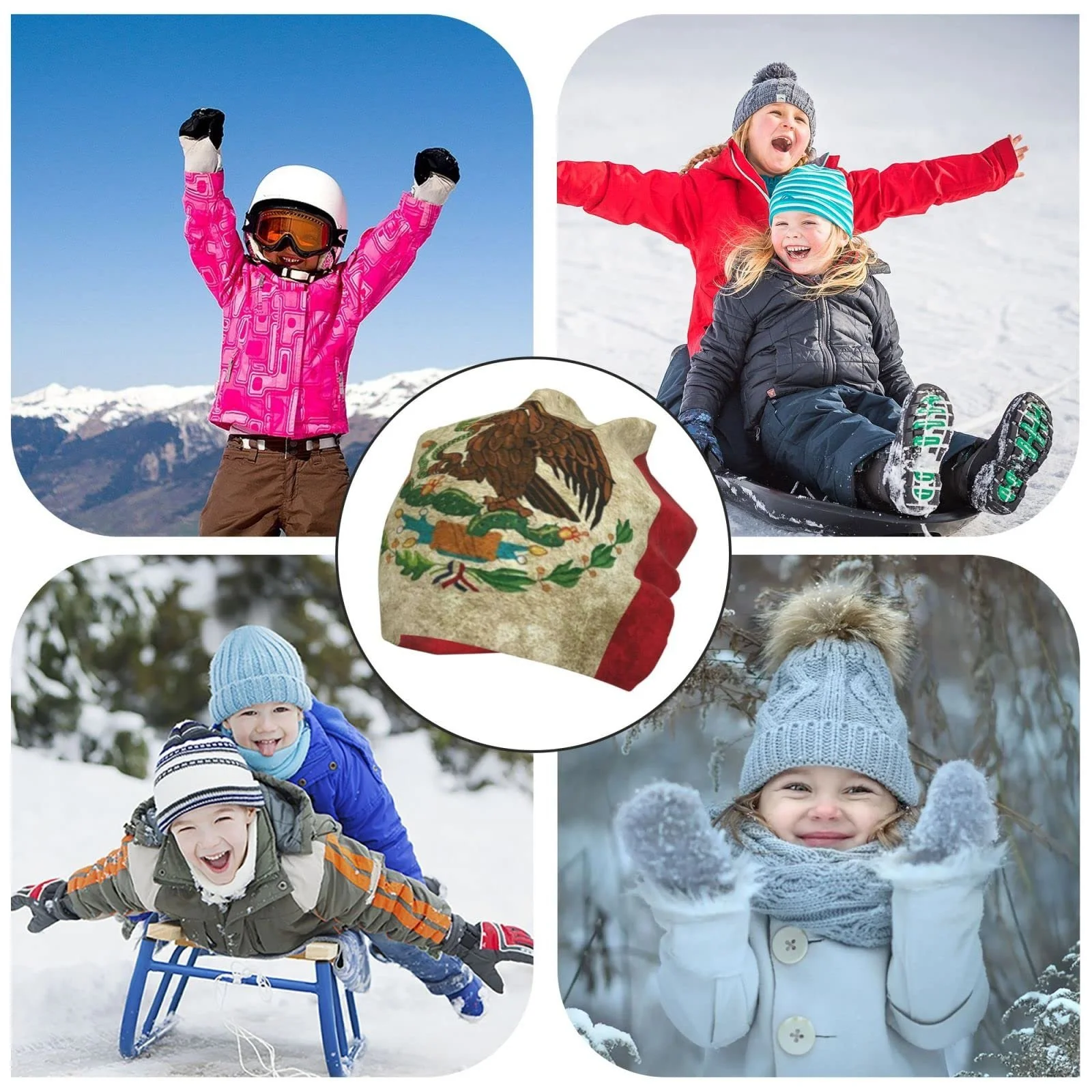 Шапка LOUJIN Retro Mexico Holy Flag Slouchy для хлопчиків і дівчаток, в'язана, one size, фото №8