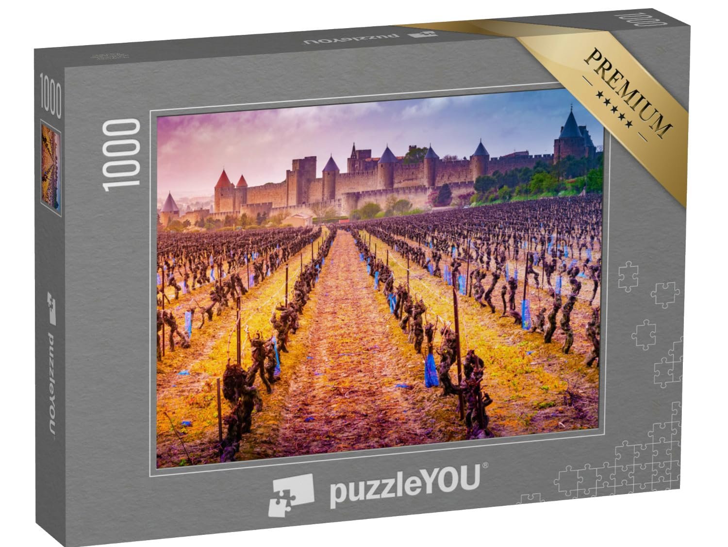 Пазл puzzleYOU Вид на средневековый город Каркассон с виноградника 1000 элементов, фото №1