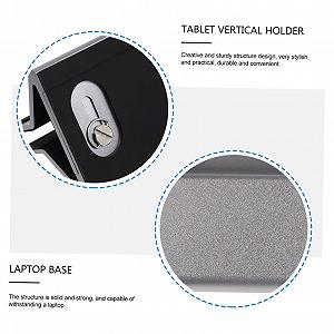 Подставка для ноутбука алюминиевая NUOBESTY, регулируемая по высоте и стабильная, креативный вертикальный дизайн для охлаждения, совместима с ноутбуками и планшетами для стола, 1 шт. в упаковке synthetic.ua - Фото 1