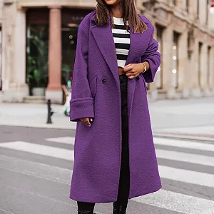 Вовняне пальто G
én
érique для жінок, елегантне пальто з довгими лацканами, повсякденний кардиган з довгими рукавами, приталена куртка з кишенями, тепле жіноче пальто synthetic.ua - Фото 1