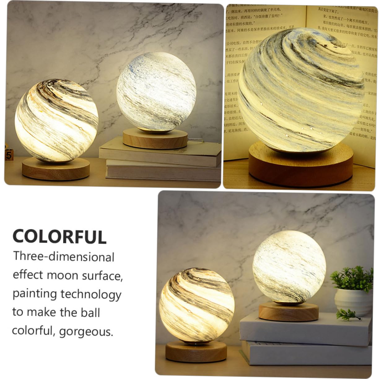 Лампа DOITOOL LED Moon Light Mood Light Round Lamp Pack of 2 3D Star Moon Figure Children's Lamp Hardware Dimming Sculpture, фото №2