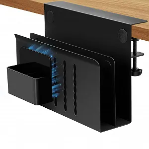 Держатель для ноутбука подвесной 2-х уровневый Без сверления Углеродистая сталь Черный - Фото 1