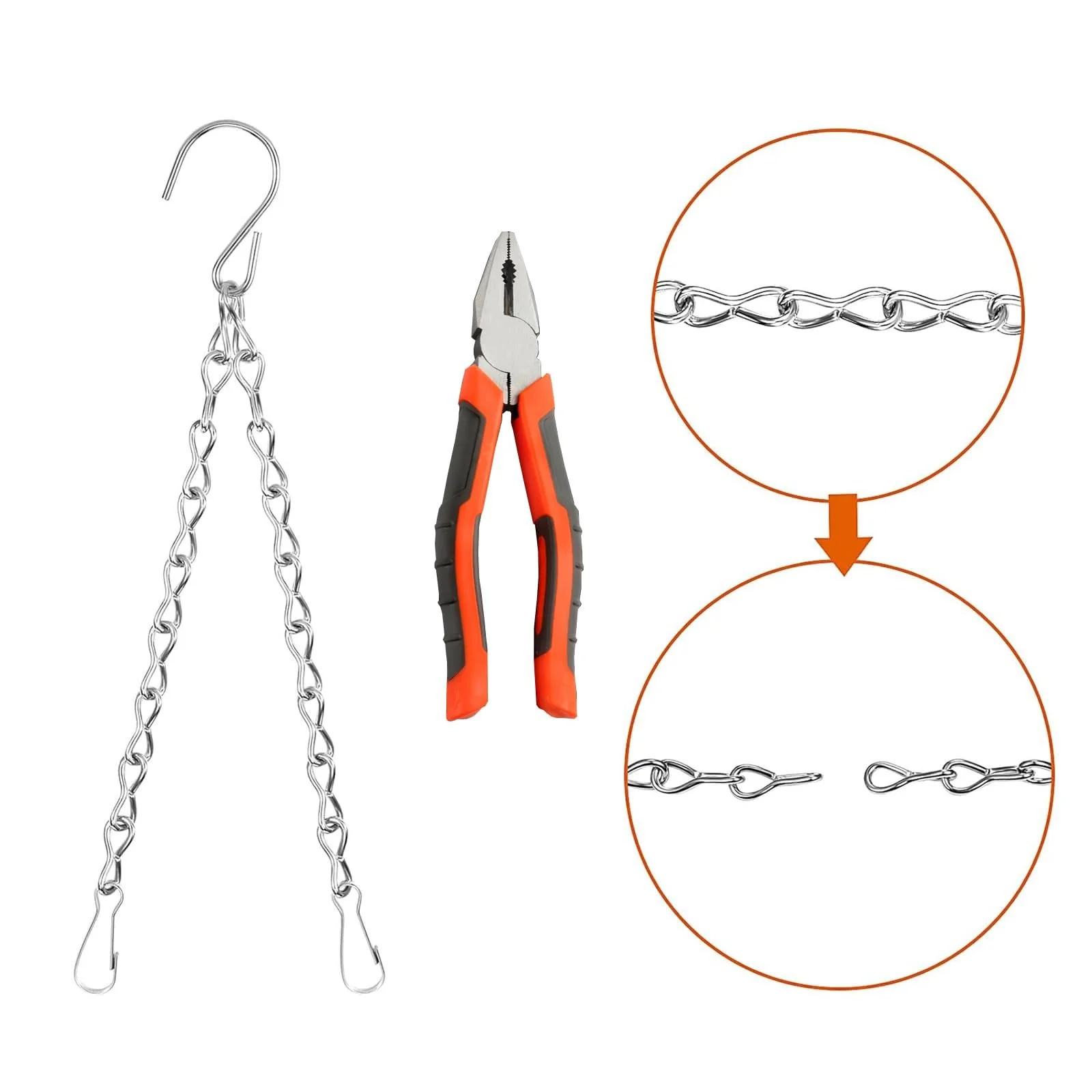 Ланцюжки для підвісних кошиків ACONDE 6 шт. 50 см металеві, фото №5 Ланцюжки для підвісних кошиків ACONDE 6 шт. 50 см металеві, фото №5