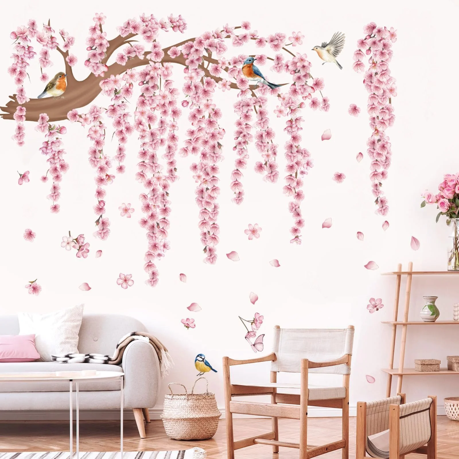 Наклейка на стіну Рожева сакура XXL 95 x 122 см Рожевий, фото №7