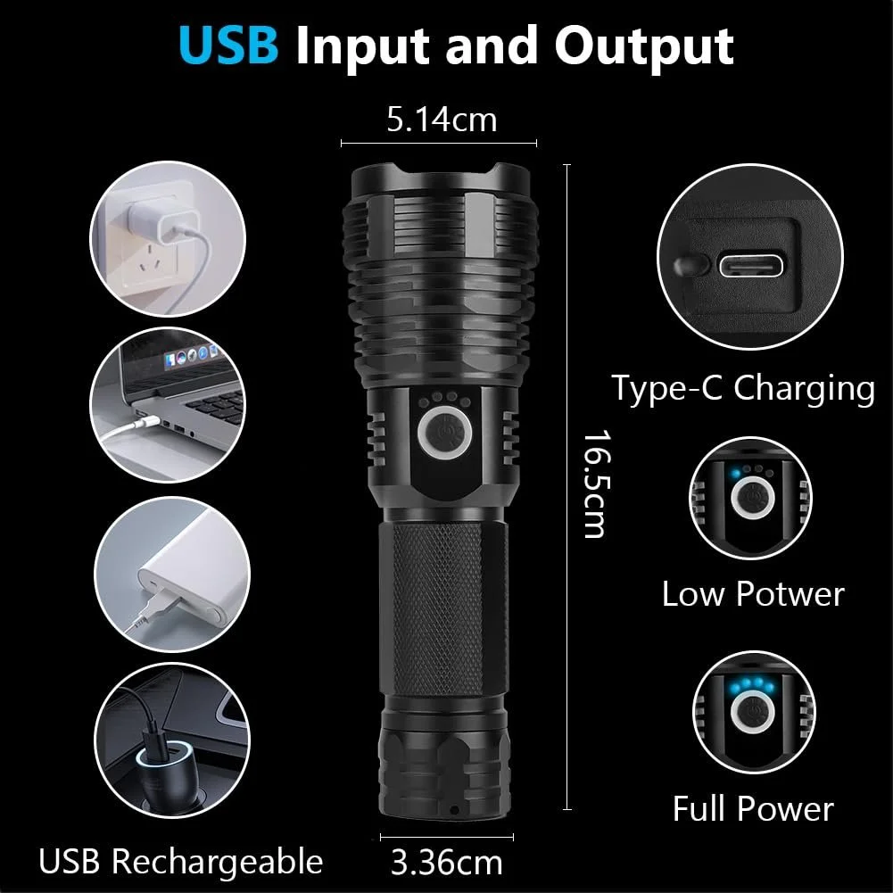 LED Ліхтар Flintronic Zoomable 5 режимів, тактичний, водонепроникний IP67, (1 x 26650 Акумулятор), фото №4