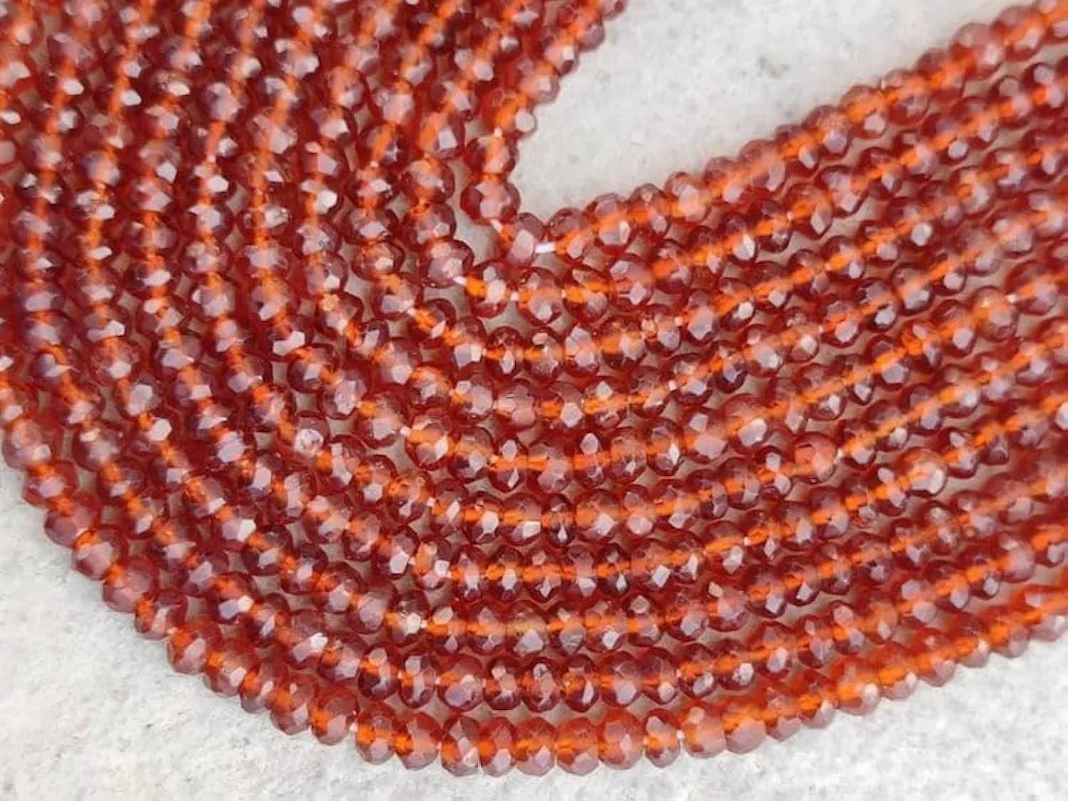 Бусины Гессонит Гранат круглые граненые 4 мм нить длиной 33 см оранжевый цвет, фото №1
