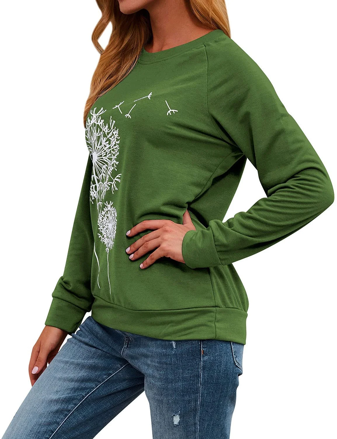 Женский свитшот Dresswel Одуванчик с длинными рукавами, принт одуванчика, осенне-зимняя блуза, топы, фото №3