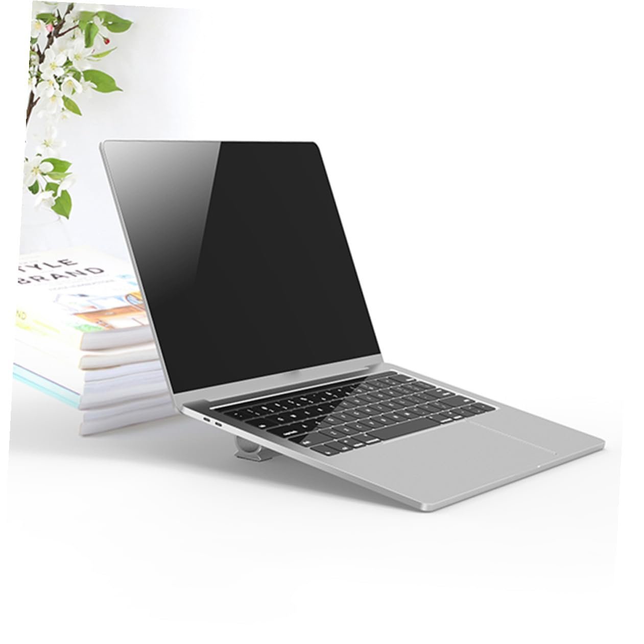 Підставка для ноутбука алюмінієва Toddmomy нековзна з піднятою з організацією кабелів, термостійка та портативна, сумісна для столу та дивана, фото №6