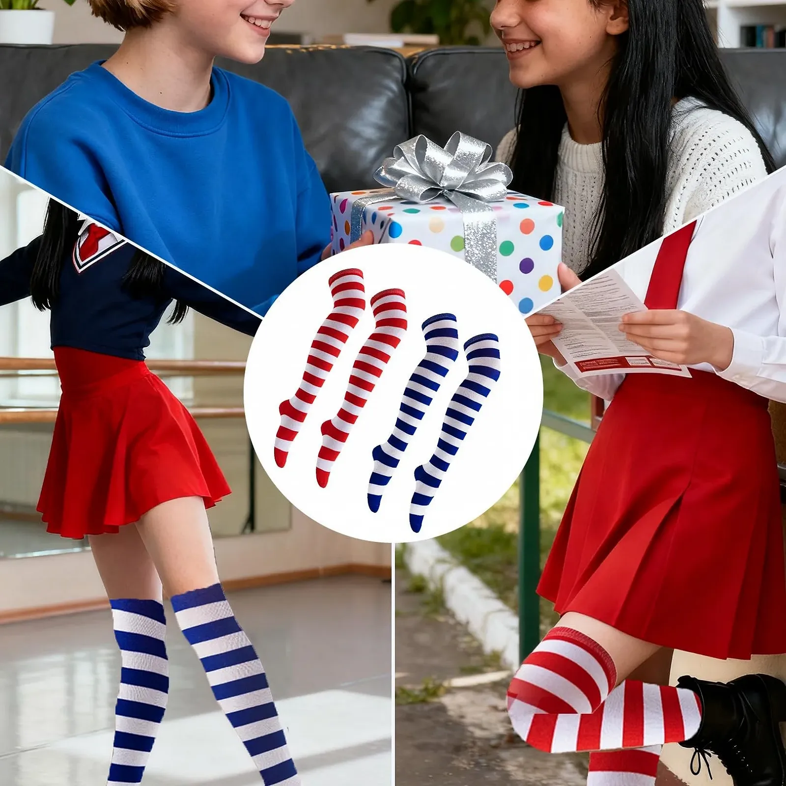 2 пари панчіх вище коліна, смугасті шкарпетки, фото №7