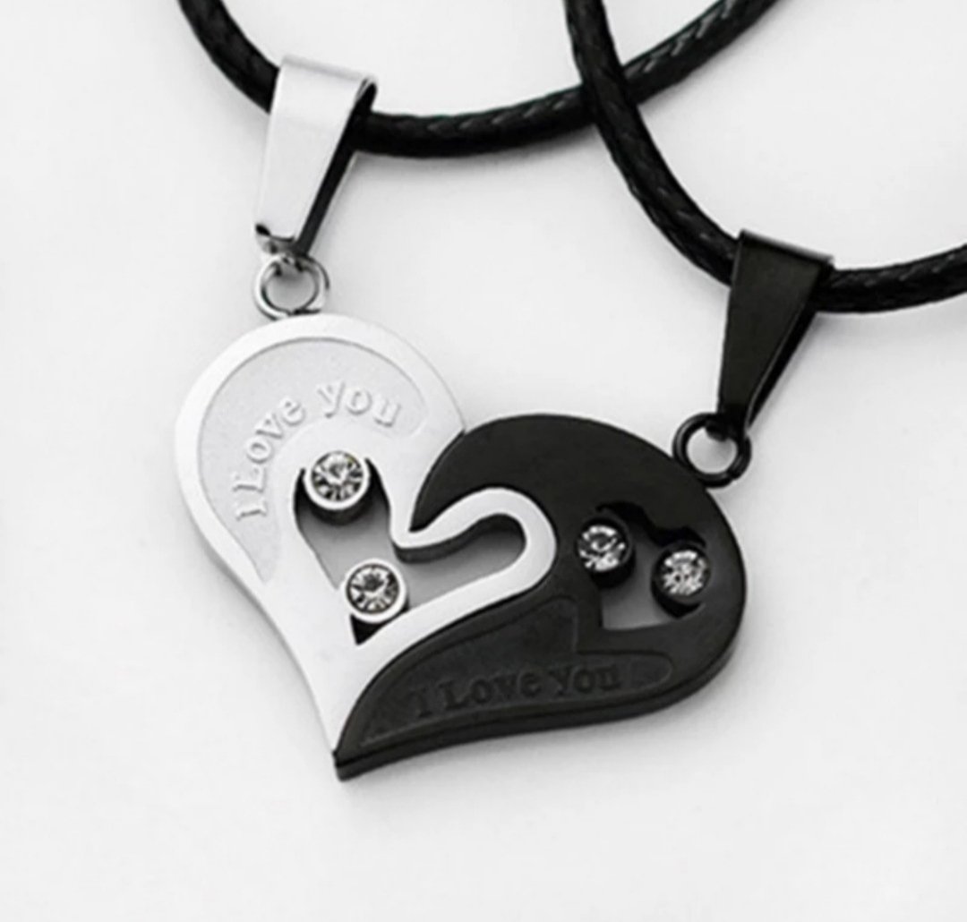 Парний чорно-білий кулон на шию для закоханих, фото №1