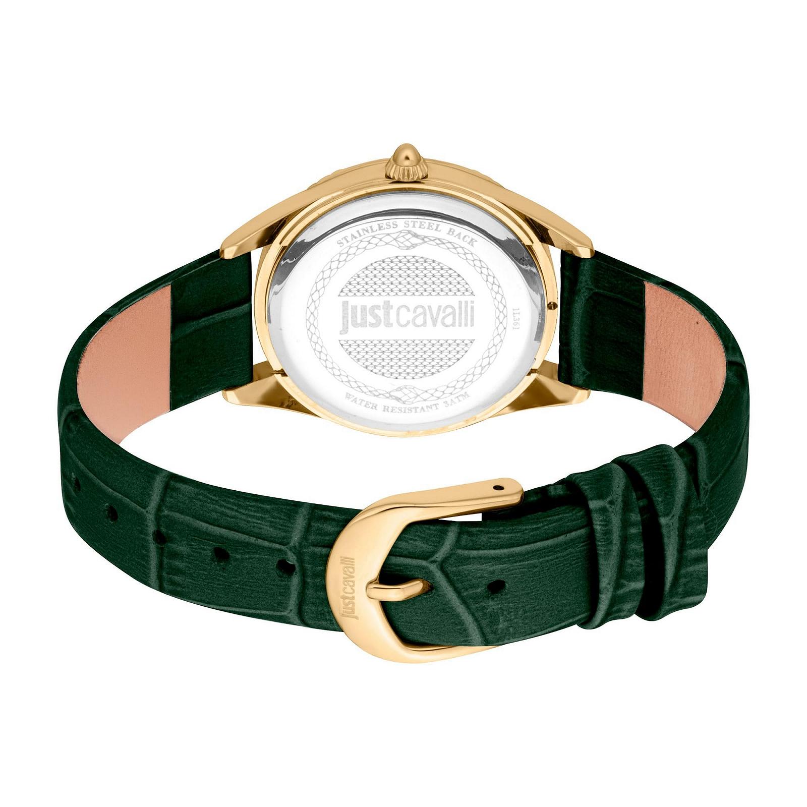 Женские аналоговые кварцевые часы Just Cavalli JC1L361L0025 Кожаный ремешок, темно-зеленый, Fashion, фото №3