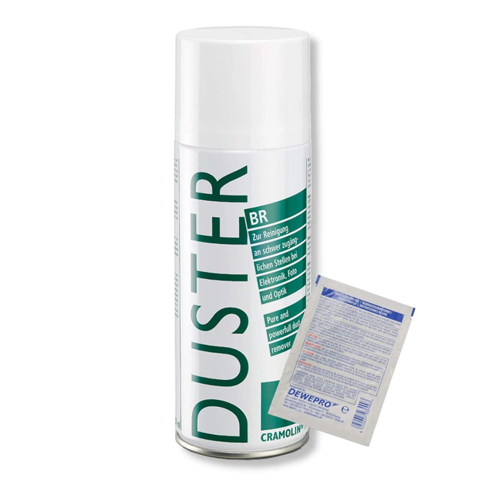 Стиснене повітря ITW Cramolin Duster BR 1471411 200 мл з серветкою Dewepro SingleScrubs, фото №1