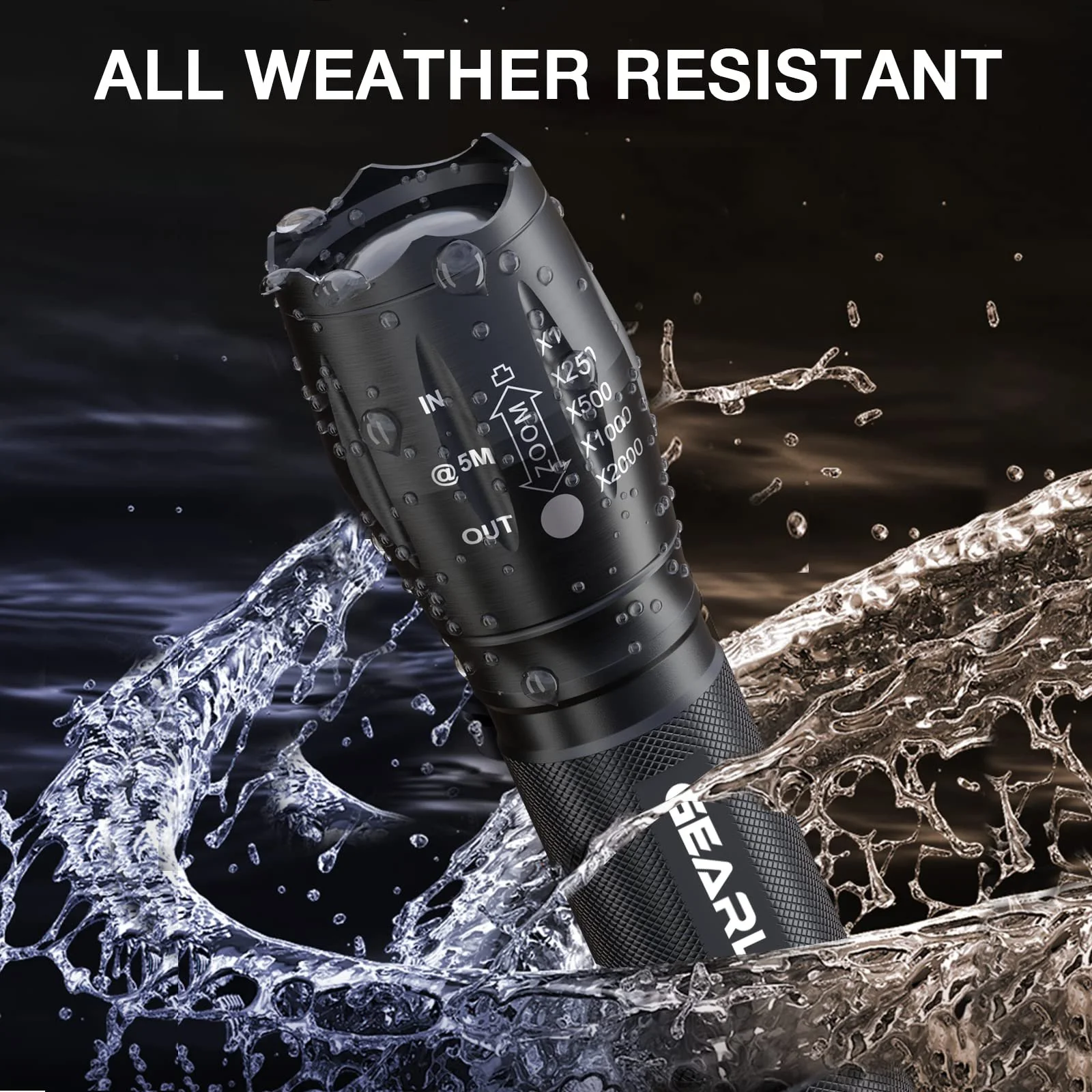 Ліхтарик LED GEARLITE 2 шт, 2000 люмен, 5 режимів, IP65 водонепроникний, фото №4