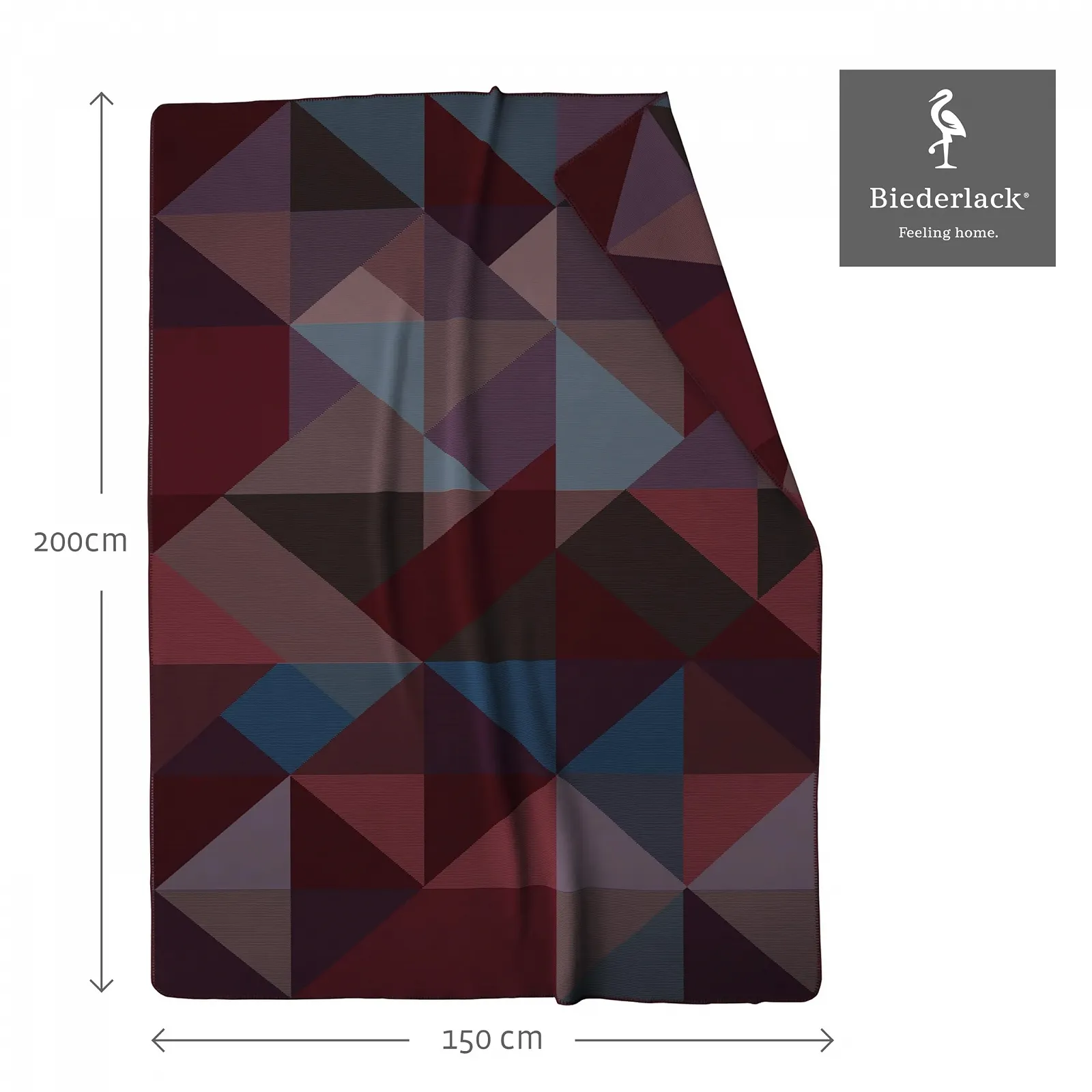 Одеяло Biederlack Fluffy Смесь хлопка Геометрический фиолетовый с фиолетовым треугольным узором 150 x 200 см, фото №3