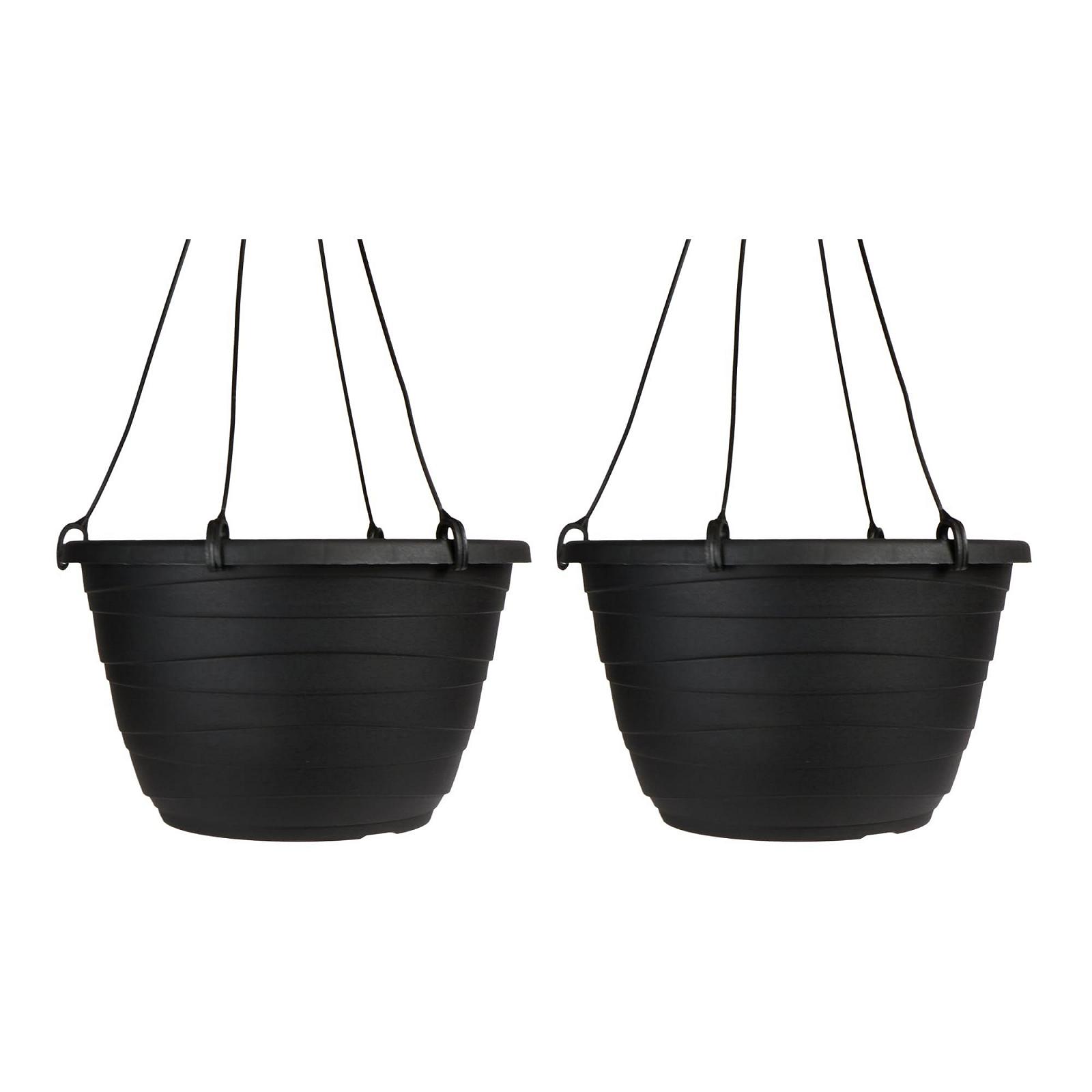 Підвісний вазон The HC Companies пластиковий 11" Набір 2 шт. Чорний, фото №1
