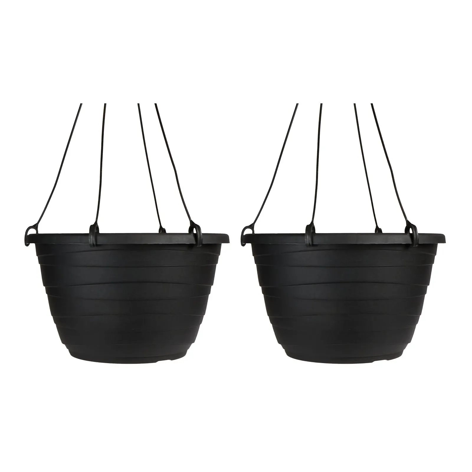 Подвесной вазон The HC Companies пластиковый 11" Набор 2 шт. Черный, фото №1