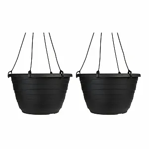Підвісний вазон The HC Companies пластиковий 11" Набір 2 шт. Чорний - Фото 1