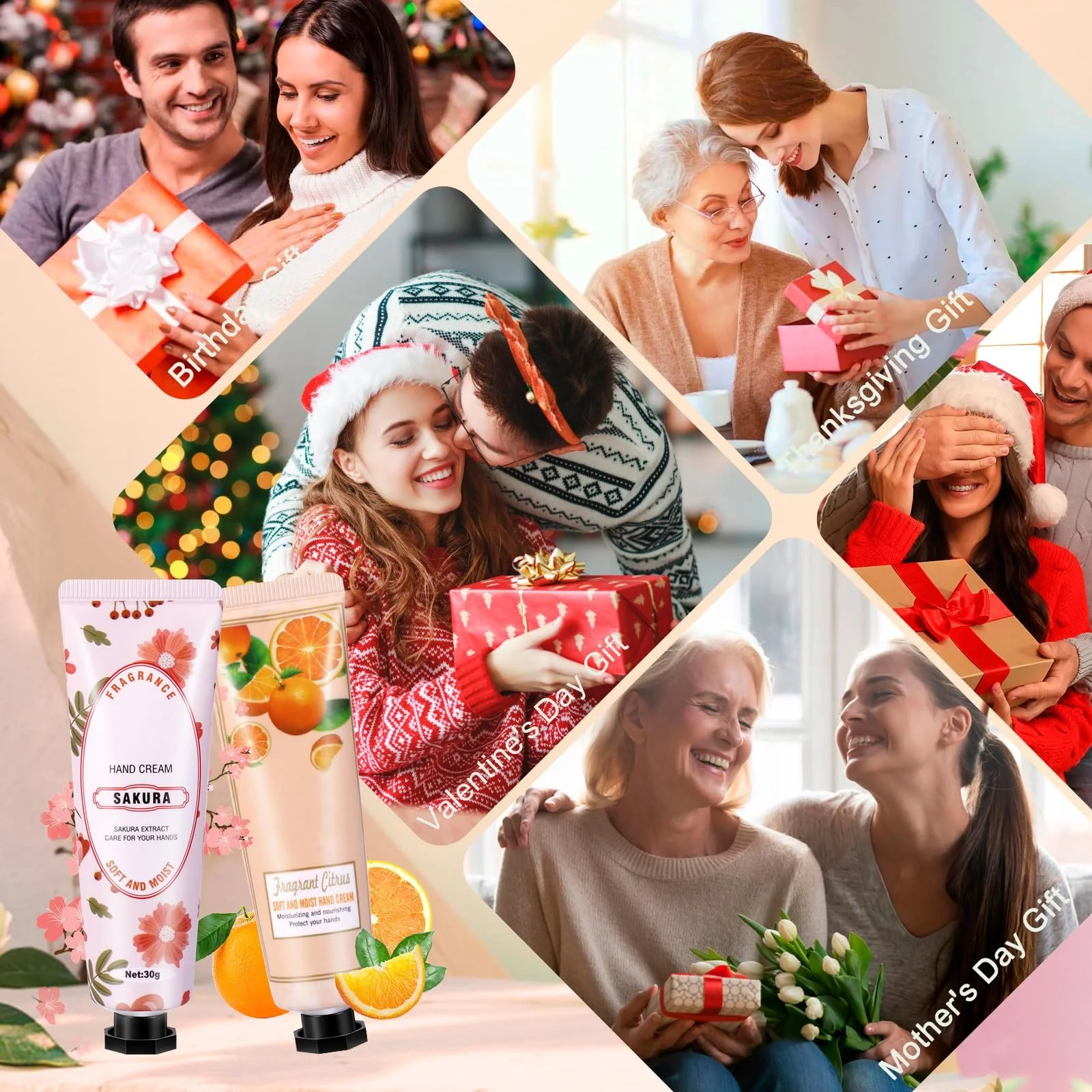 Набор кремов для рук 40 шт Мини-набор кремов для рук Женский подарочный набор Увлажняющий крем для сухой потрескавшейся кожи рук и ног для зимы Подарочный набор кремов для тела на День матери Рождественские подарки на день рождения, фото №6