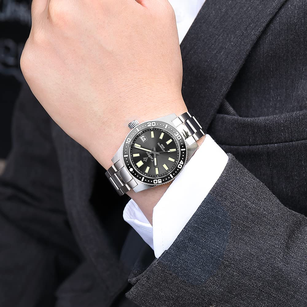 Чоловічий годинник RollsTimi CADISEN 2022 Diver, механічний, автоматичний, 38 мм, C8207, чорний, класичний, фото №2
