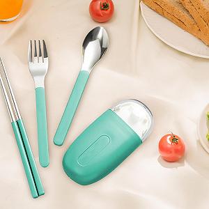 Набір столових приборів Travel з кейсом з нержавіючої сталі з ложкою виделкою та паличками для їжі багаторазовий synthetic.ua - Фото 1