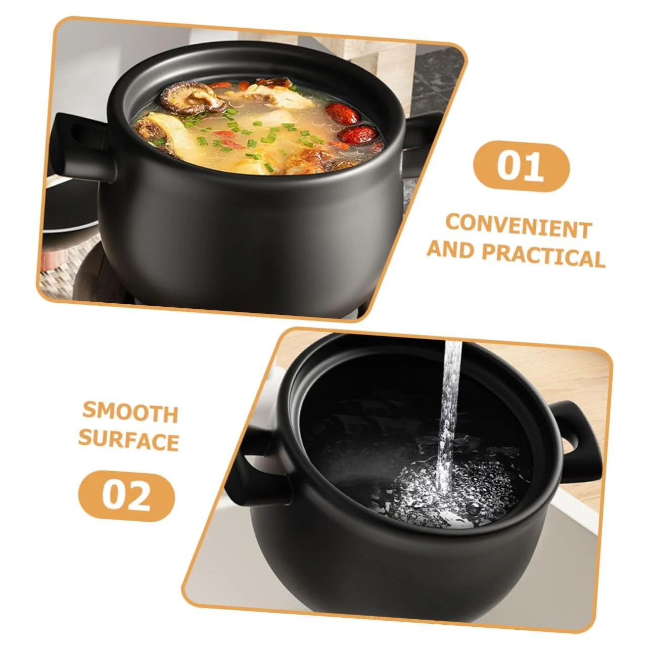 Кастрюля-жаровня VALICLUD термостойкая для газовых плит с ручкой для супов и рагу, фото №5