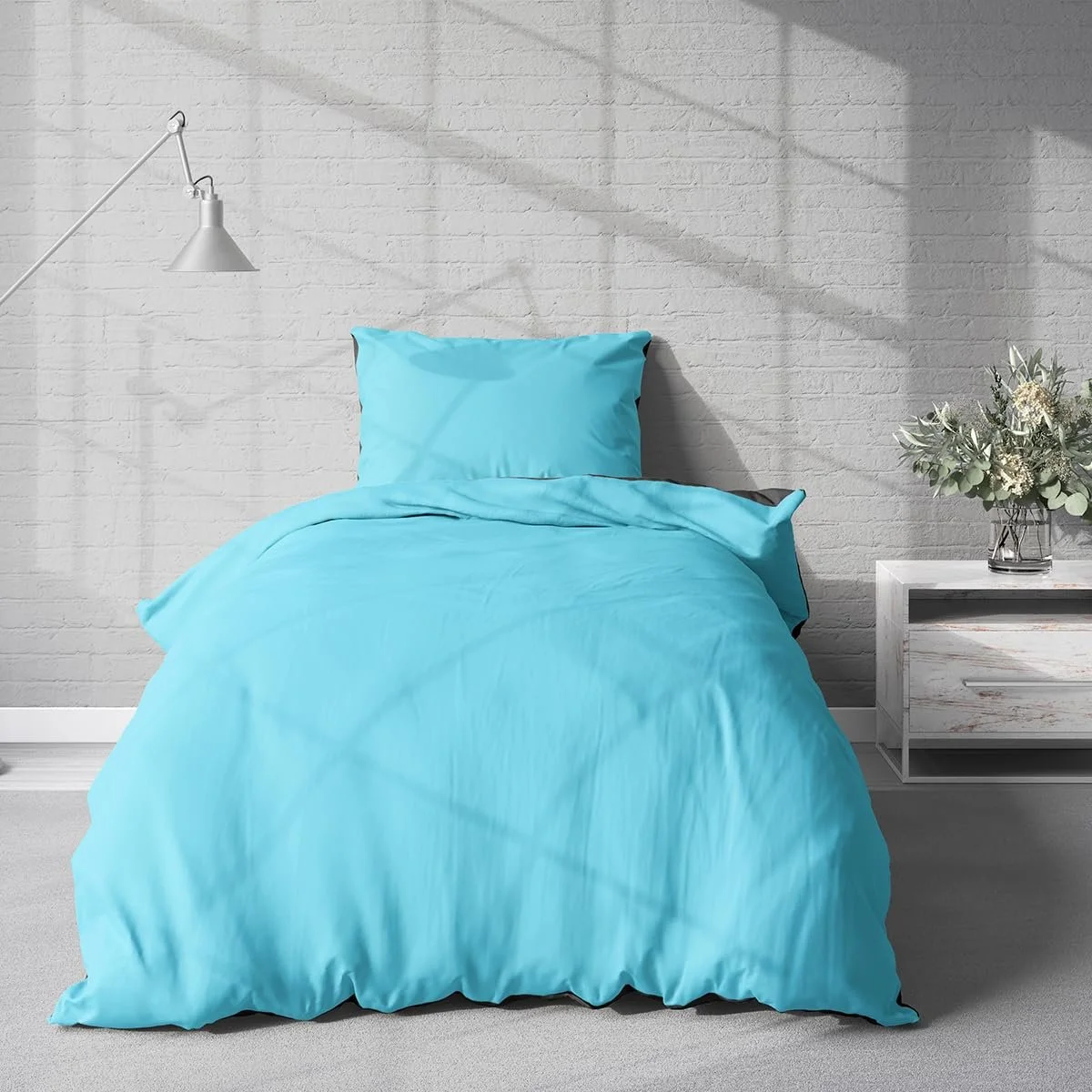 Комплект постельної білизни Visaggio Reversible 135 x 200 см мікрофібра бірюзовий / антрацит, фото №4