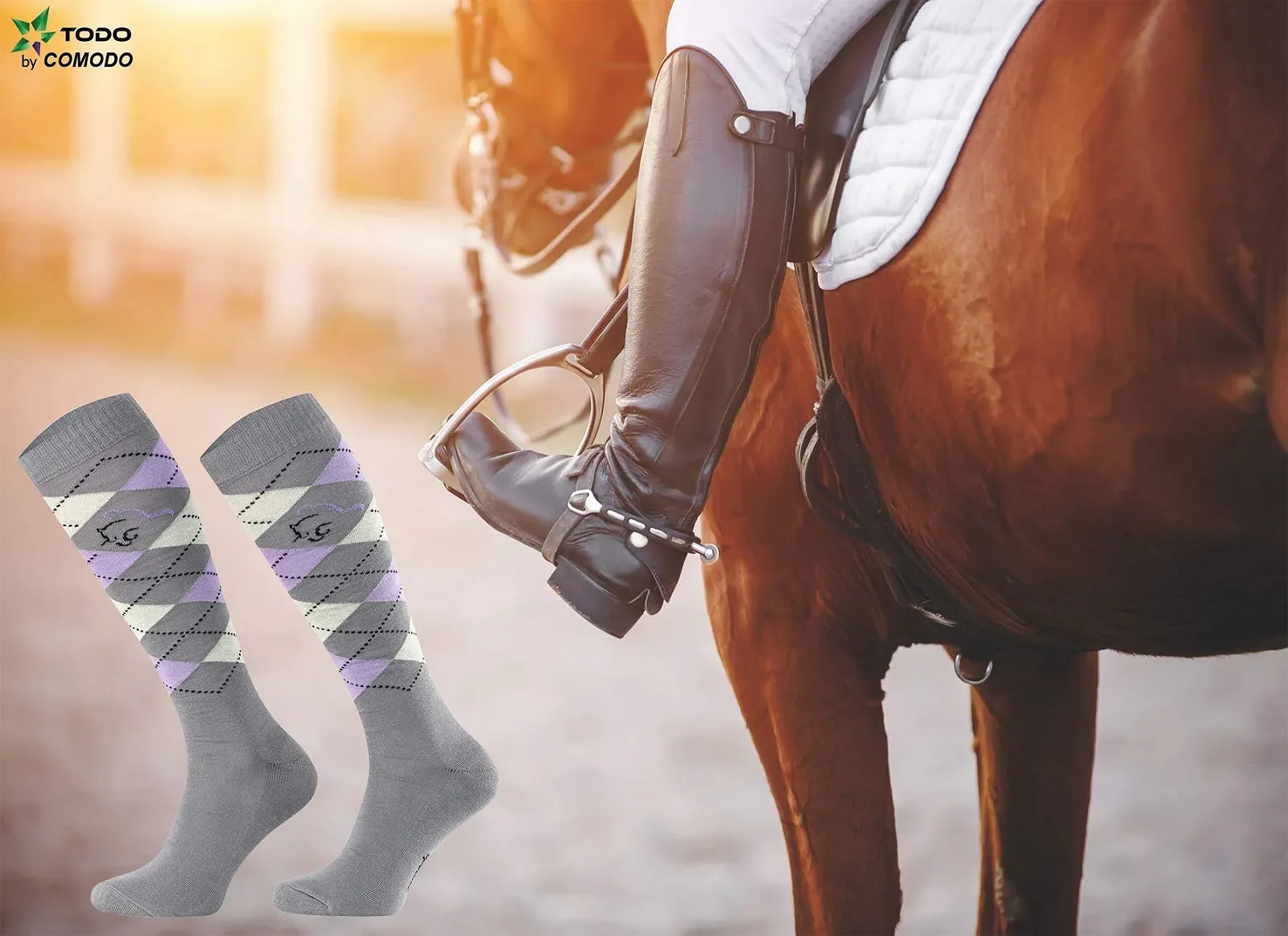 Шкарпетки для верхової їзди TODO Comodo Checked STPDJ Бавовна, фото №2