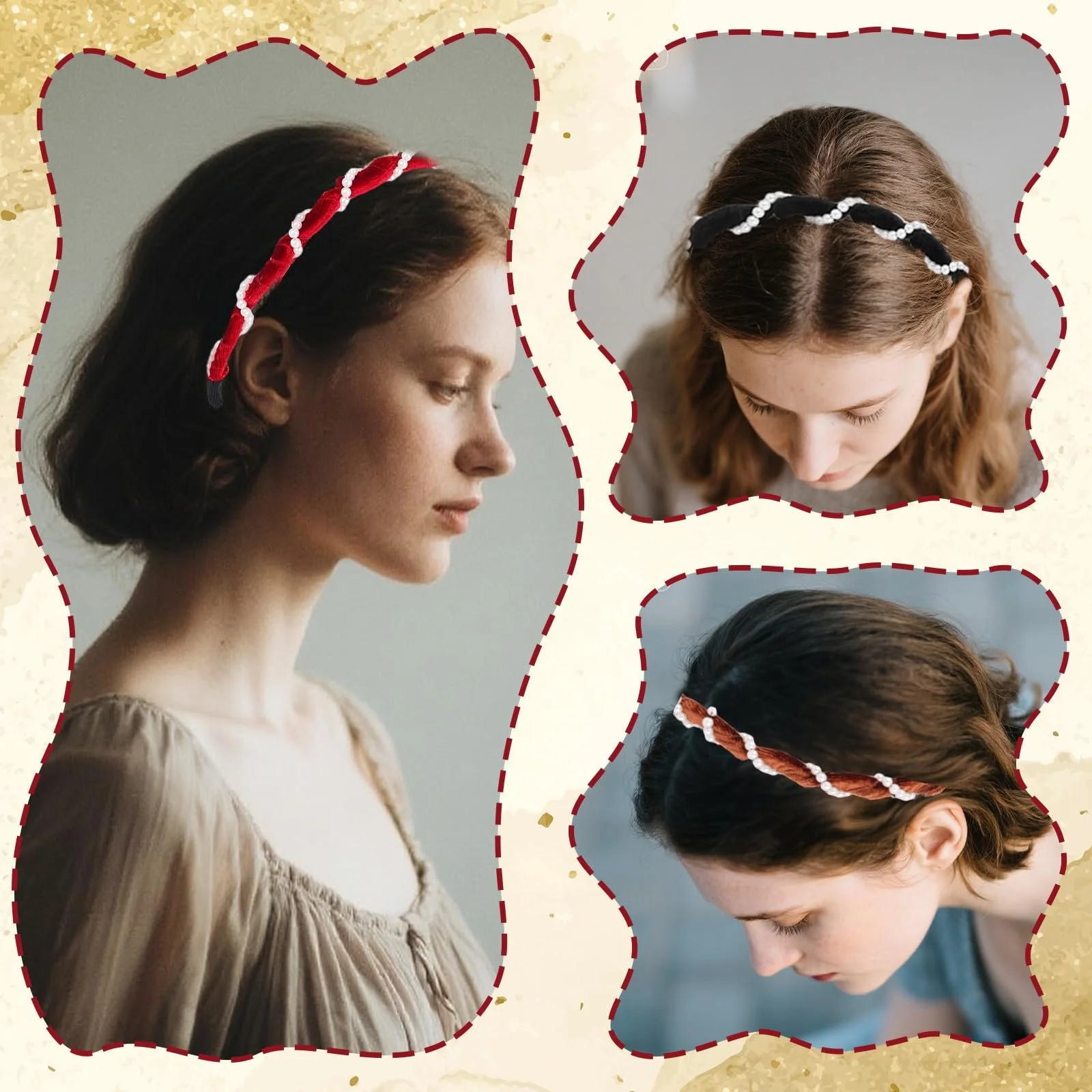 Вінтажний обруч для волосся з високими намистинами, фото №5