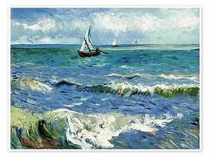 Постер Vincent van Gogh Fishing Boats at Saintes Maries de la Mer 80 x 60 см Голубой - Фото 1