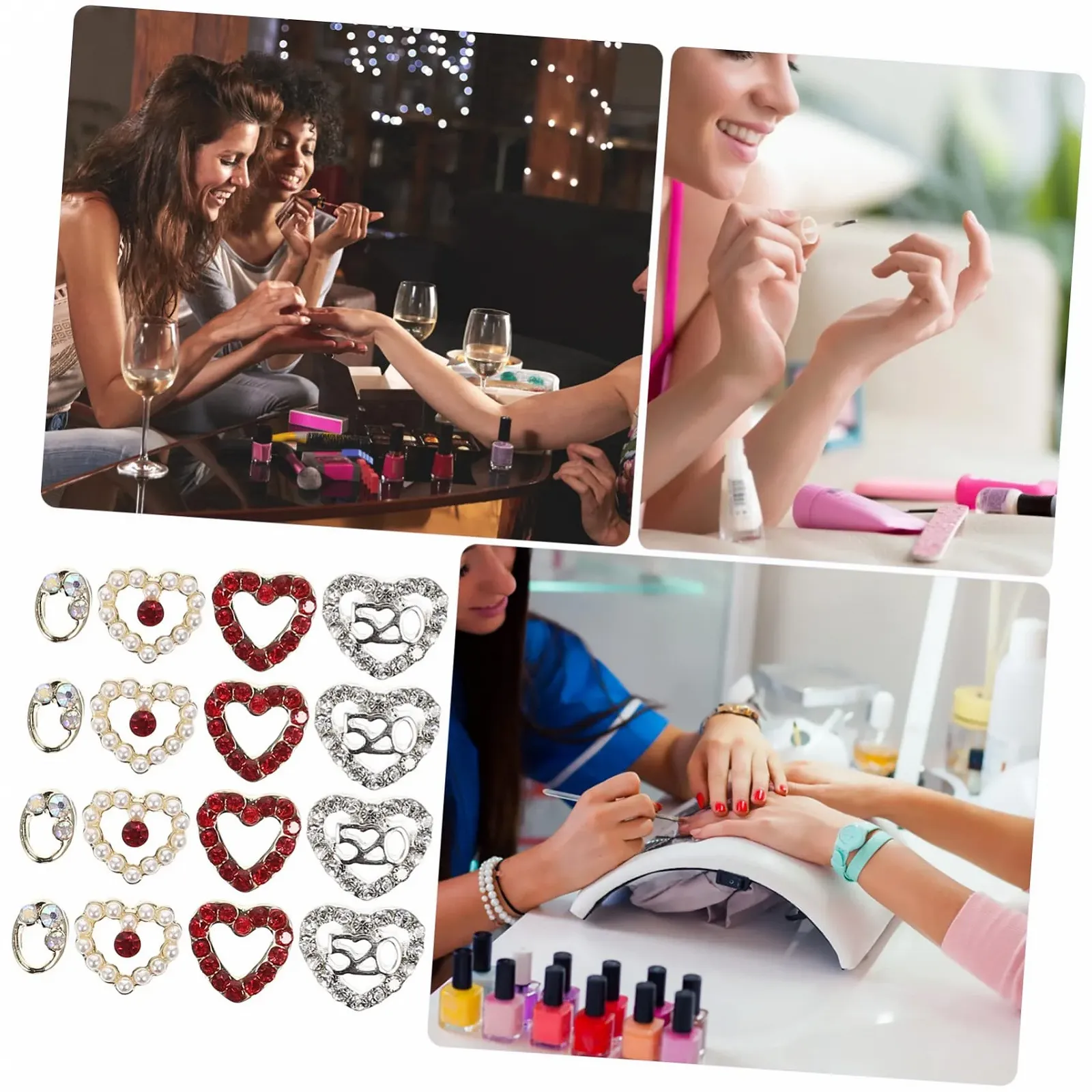 Украшения для ногтей Сердечки FRCOLOR 80 шт. Аксессуары для маникюра для дизайна ногтей ко Дню Святого Валентина, фото №7