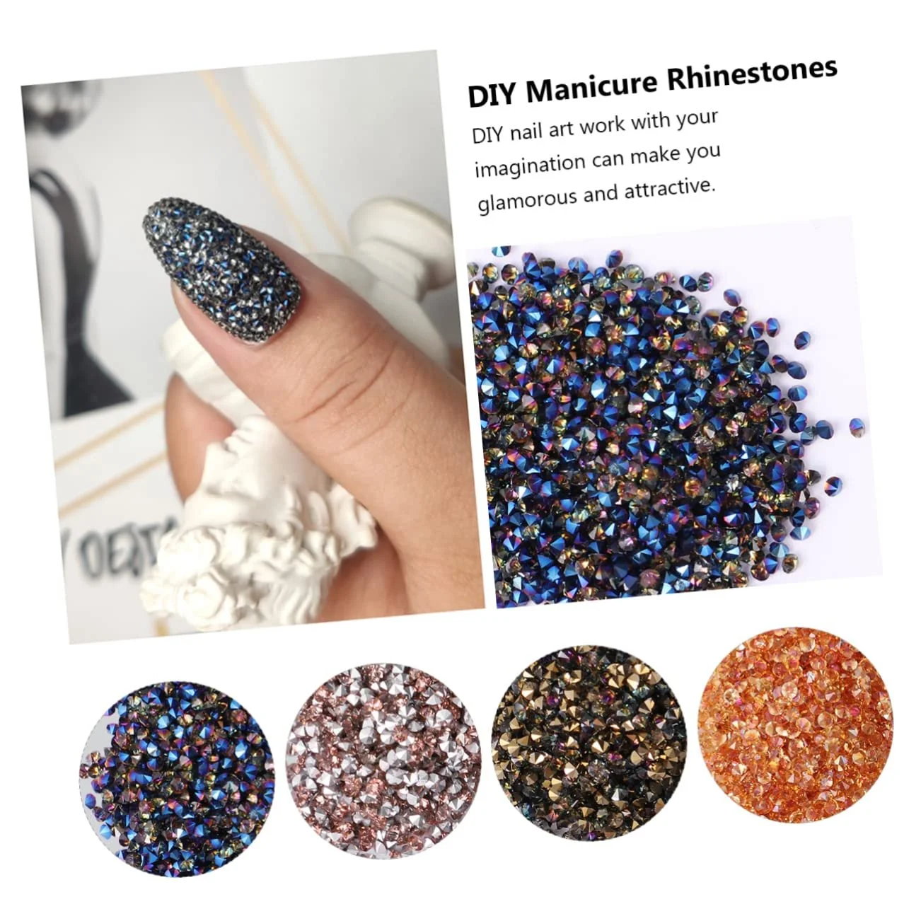 Стрази для нігтів Mikinona Срібні, фото №2