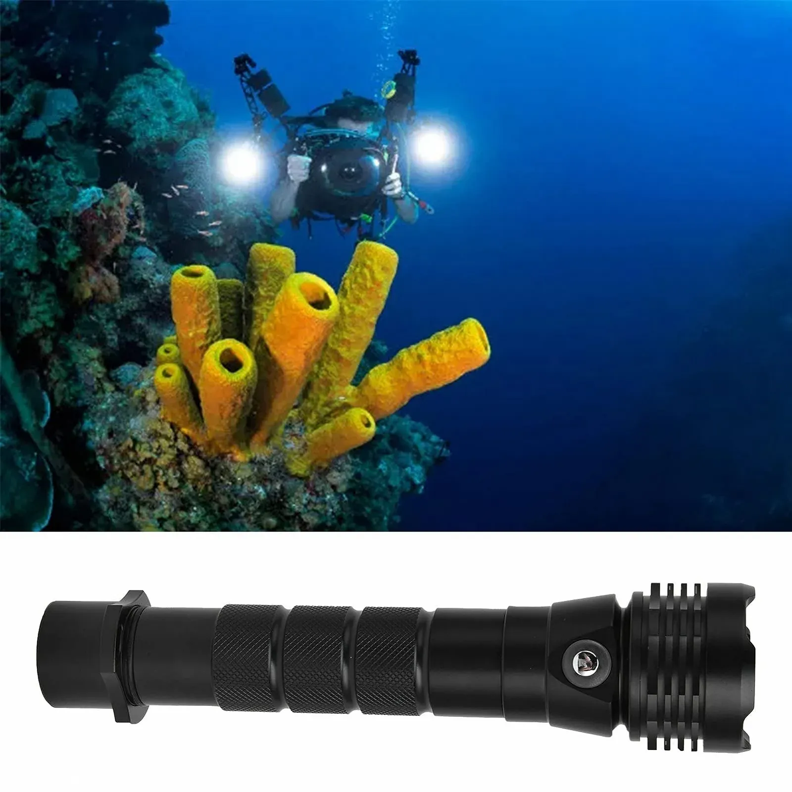 Фонарь XHP50 LED 18000 лм, сверхяркий фонарь для дайвинга с 3 режимами IP68, подводный фонарь, перезаряжаемый безопасный фонарь для дайвинга, фото №4