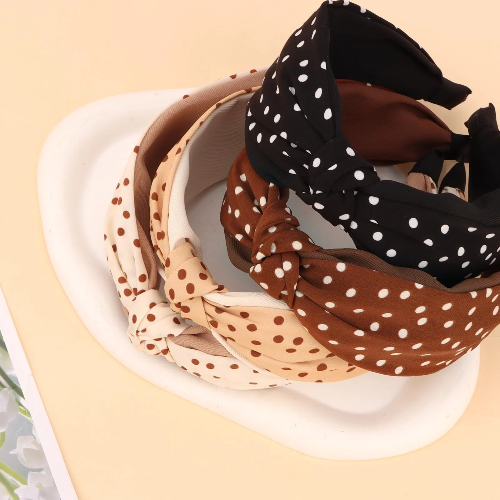 Набір Пов'язка на Голову Жіноча в горошок 4 шт, фото №6