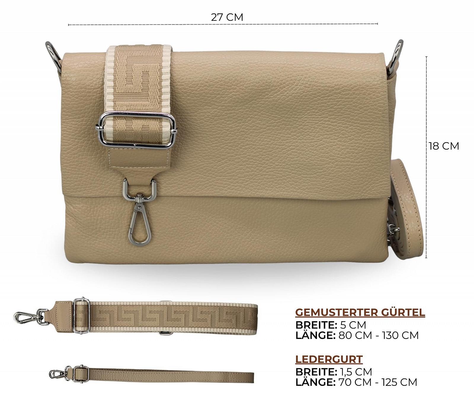 Сумка на плечо Brise Женская из натуральной кожи Elisa Сделанная вручную Сумочка Маленькая Тонкая сумка 3 отделения Сумка через плечо с кожаным ремешком + Дополнительный широкий узорчатый ремешок Сделано в Италии, фото №4