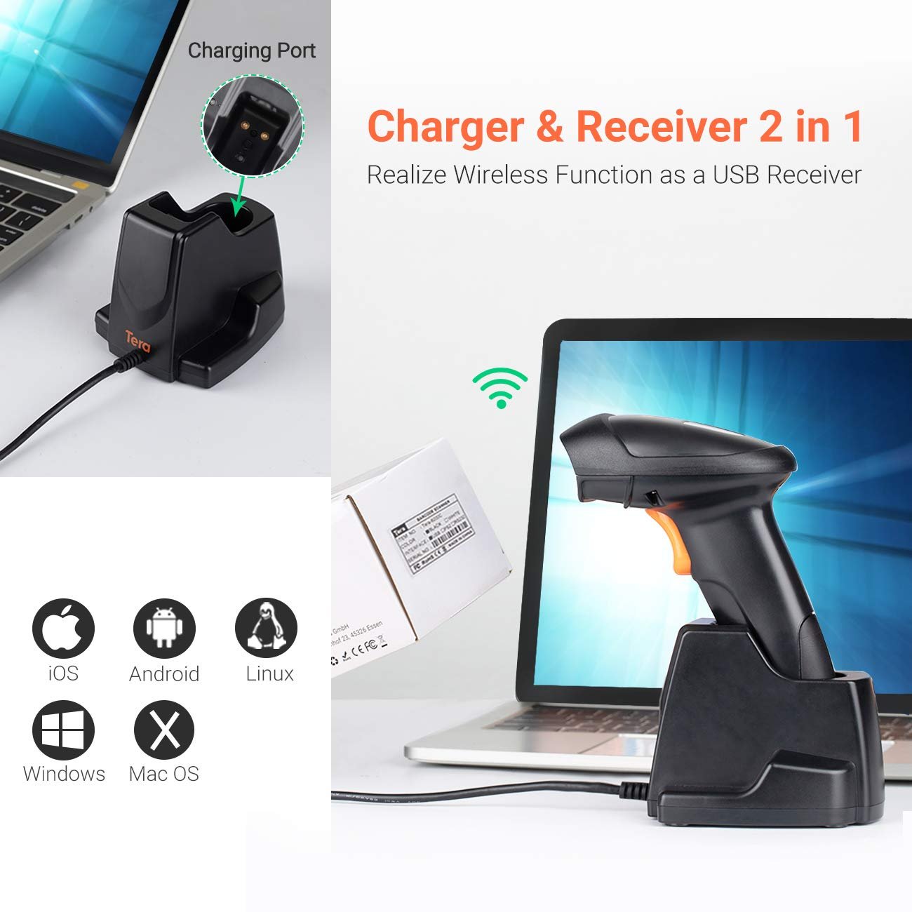 Сканер Tera HW0007 Черно-оранжевый, фото №3