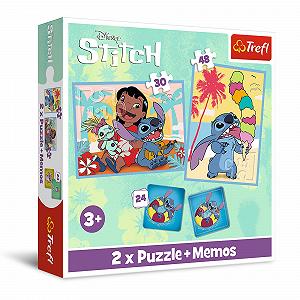 Пазл Trefl Lilo & Stitch Happy Day 3-в-1 30 и 48 элементов 24 карточки memo - Фото 1