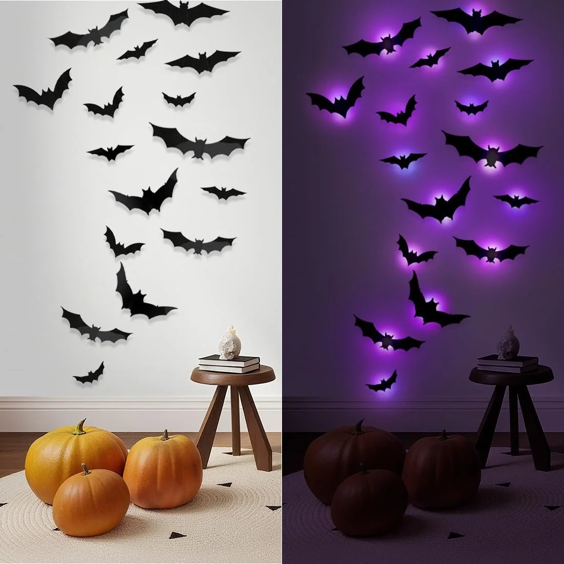 Наклейки на стіну Meleager Halloween Bat 3D світлодіодні Кажани 24 шт., фото №5 Наклейки на стіну Meleager Halloween Bat 3D світлодіодні Кажани 24 шт., фото №5