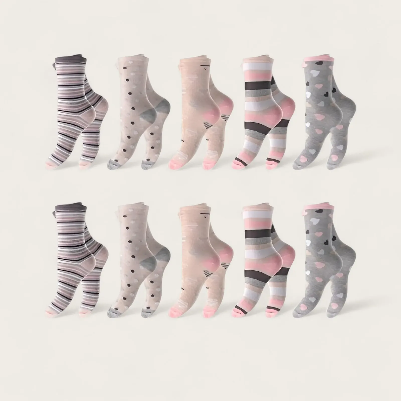 Шкарпетки Жіночі Морський Дизайн Якір, Серця, Смужки, Крапки та Квіти Бавовна з Еластаном, 10 пар, фото №3