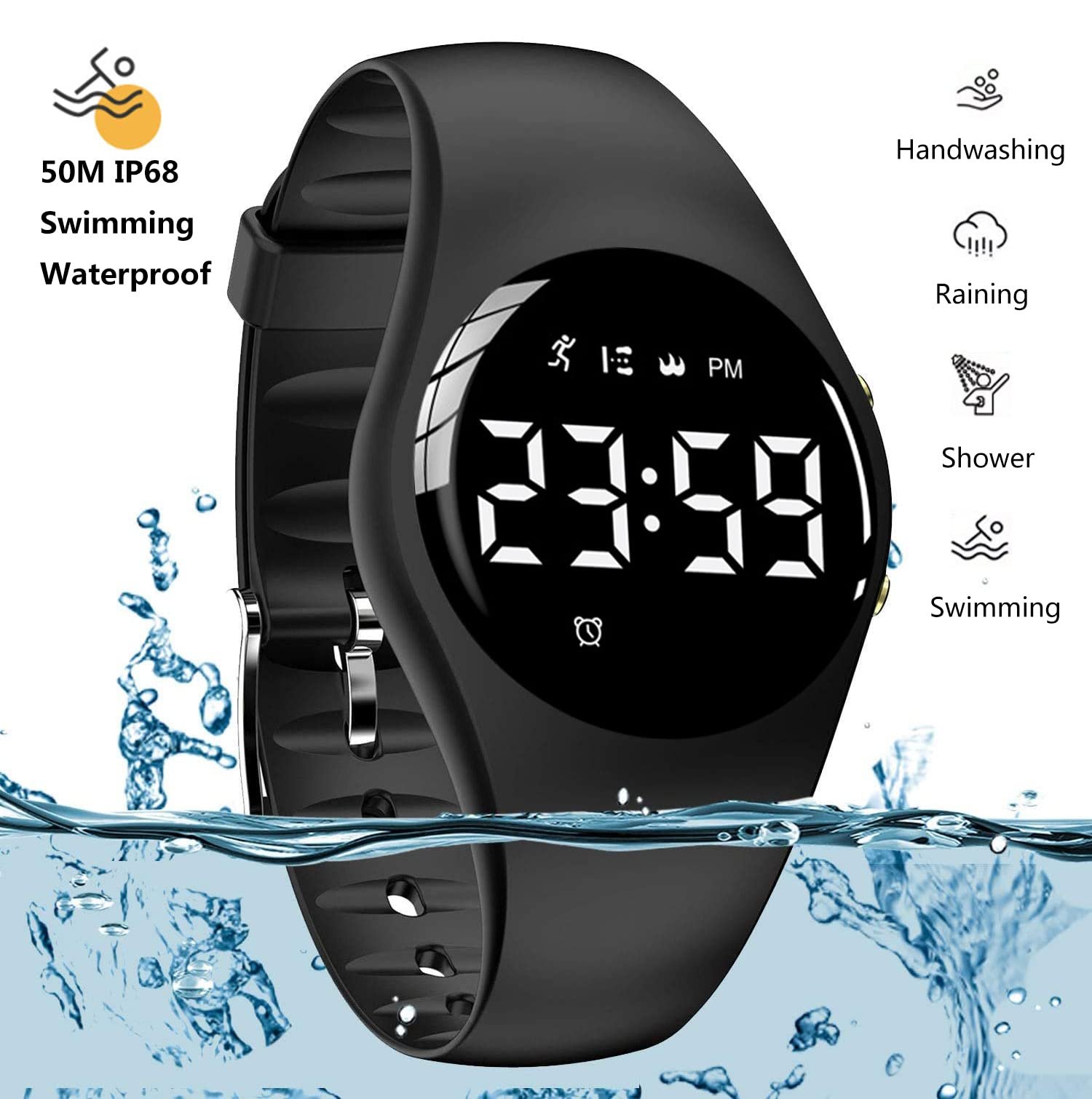 Цифровой Фитнес-браслет, водонепроницаемый, без Bluetooth, светодиодный, перезаряжаемый, для детей и взрослых, без приложения, фото №3