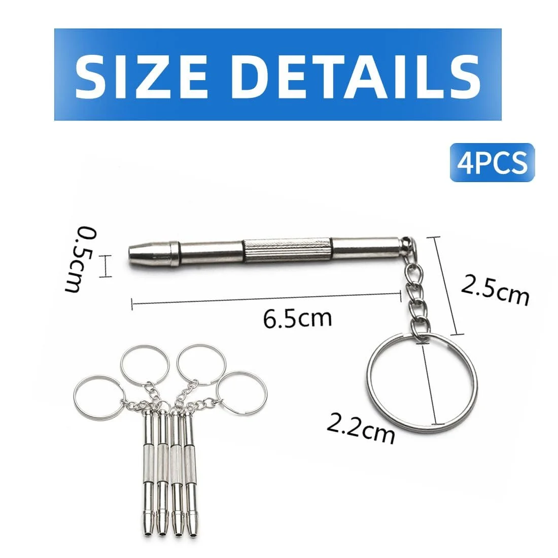Викрутка FDCGAS Mini для окулярів 4 шт в наборі з нержавіючої сталі для ремонту окулярів, ювелірних виробів і годинників, фото №2