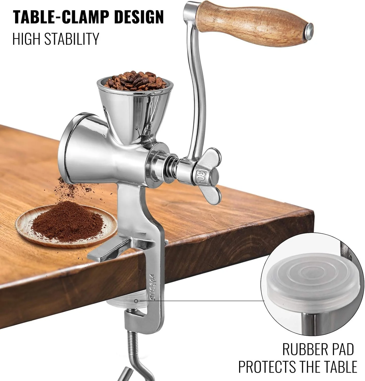Ручная мельница для зерна VEVOR из нержавеющей стали Silver, фото №3
