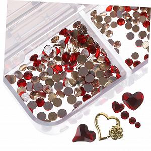 1 коробка, аксессуары для ногтей, ювелирные украшения, аксессуары для нейл-арта, подвески для ногтей в больших количествах, крутые подвески для ногтей, драгоценные камни для ногтей, красные стразы - Фото 1