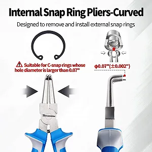 Клещи для стопорных колец SPEEDWOX, внутренние клещи для стопорных колец с прямыми губками, 7 дюймов, клещи для C-образных колец, фиксированный наконечник, удобные TPR ручки synthetic.ua - Фото 1