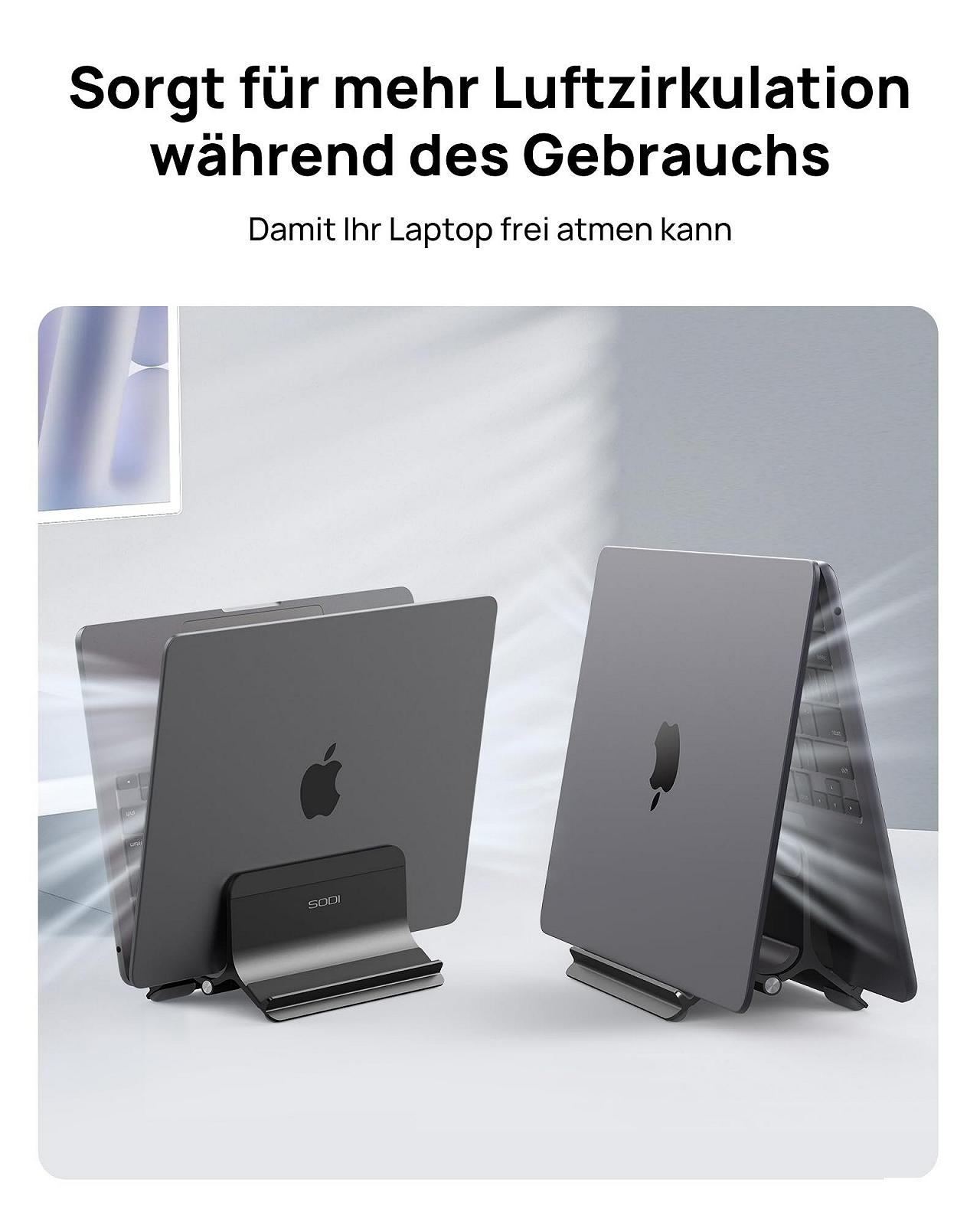 Подставка для ноутбука SODI Vertical, автоматическая, алюминиевая, вертикальная, улучшенная защита, черная, фото №8