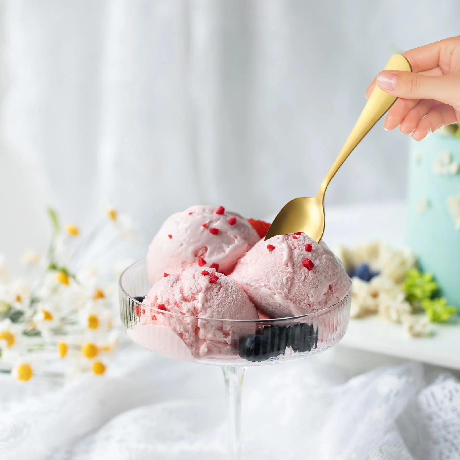 Ложка десертна GoGeiLi Набір 6 шт 17,3 см нержавіюча сталь золотий матовий, фото №7