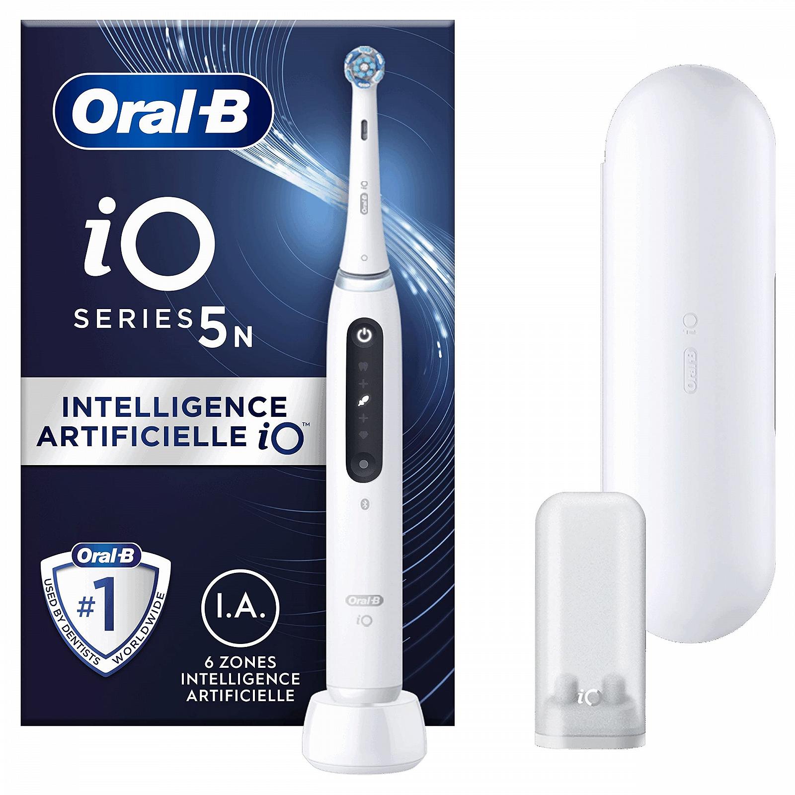Електрична зубна щітка Oral-B iO 5N Біла. У комплекті: 1 м'яка щітка, 1 зарядний пристрій, 1 дорожній футляр, фото №1