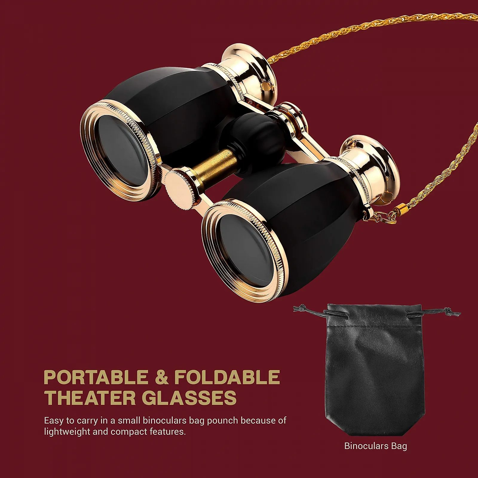 Бинокль театральный ESSLNB 4x30mm Mini Compact Antique Chain, фото №5