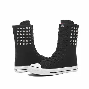 Высокие текстильные кеды Momuk женские на шнуровке модные повседневные synthetic.ua - Фото 1