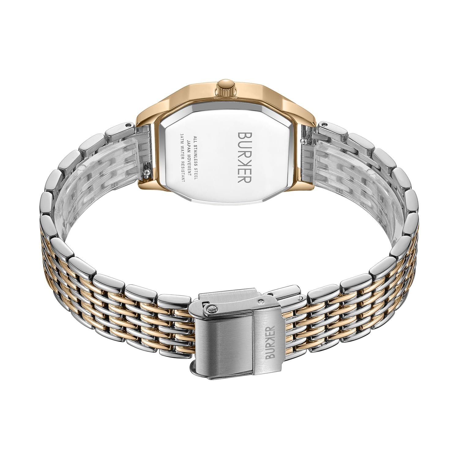 Женские часы BURKER Julia, шестиугольный корпус, браслет, нержавеющая сталь, аналоговые, кварцевые, 3 ATM, водонепроницаемые - 32 мм - Черный Золотой Серебряный, фото №5