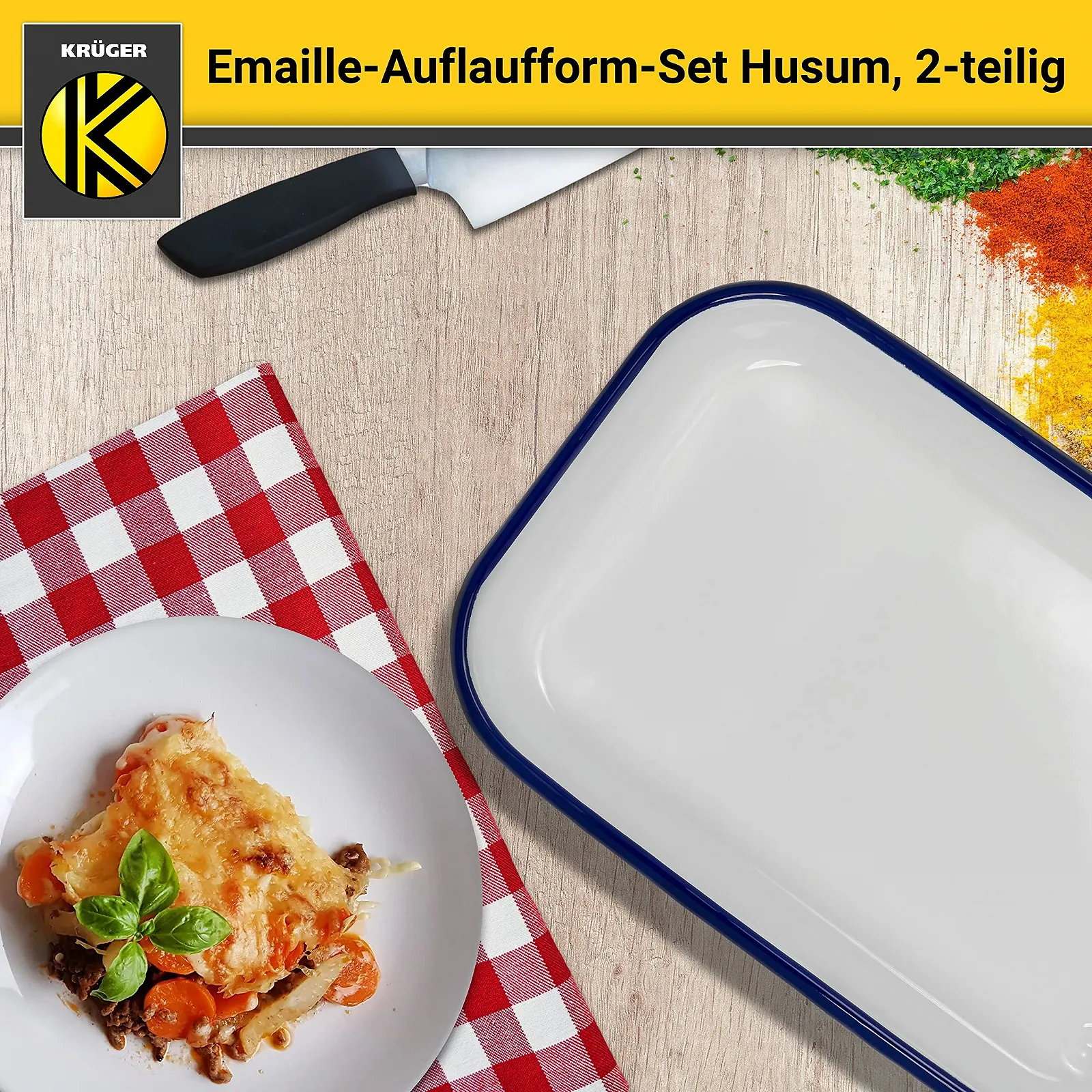 Набір форм для запікання Krüger Husum Enamel емальовані 2 шт. 26 + 32 см термостійкі до 250°C, фото №6 Набір форм для запікання Krüger Husum Enamel емальовані 2 шт. 26 + 32 см термостійкі до 250°C, фото №6